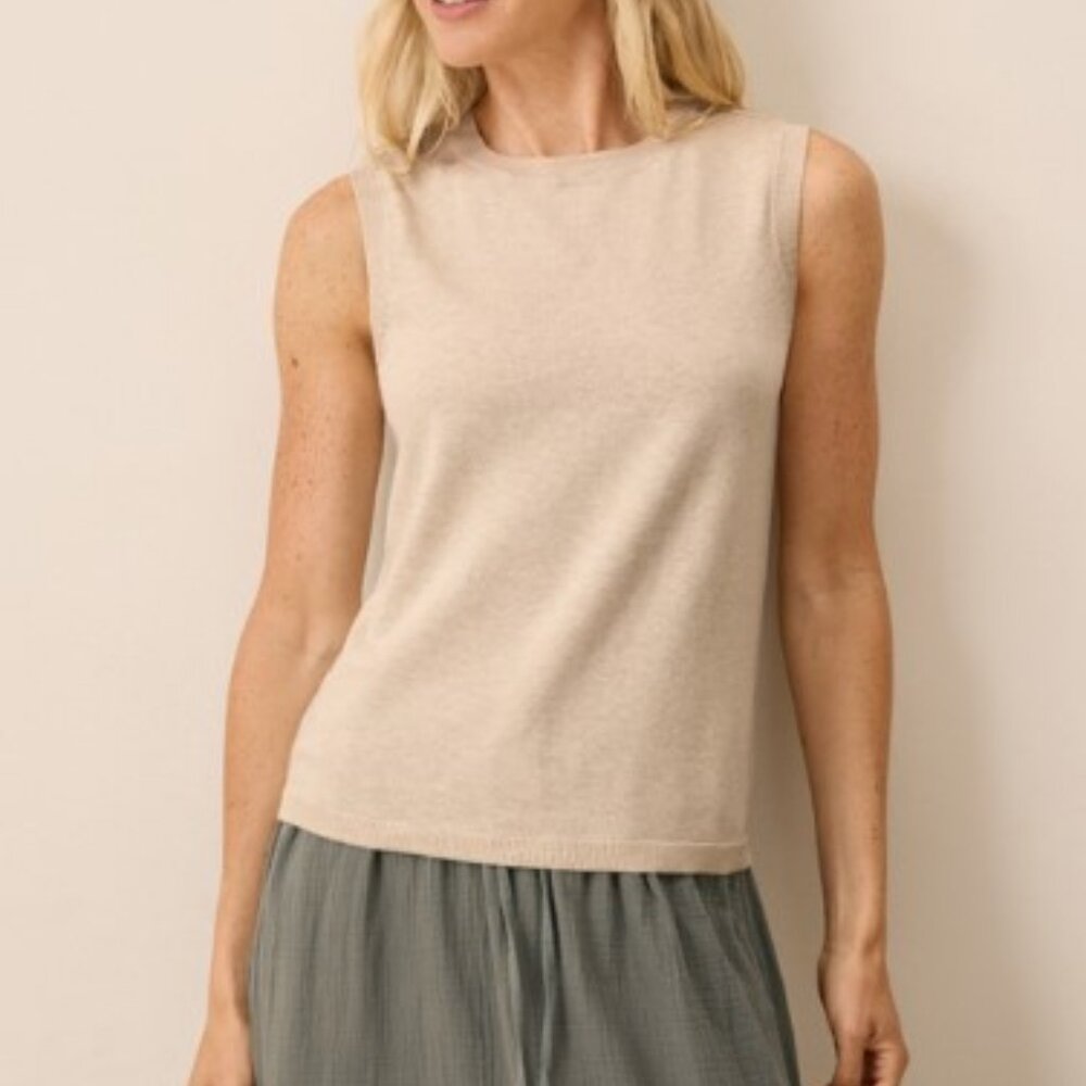 Pact Classic Fine Knit Shell – Sandshell Heather, XS